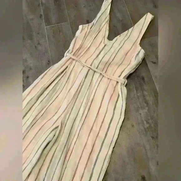 American Eagle Multi Colored Striped Linen Jumpsuit - Picture 12 of 14